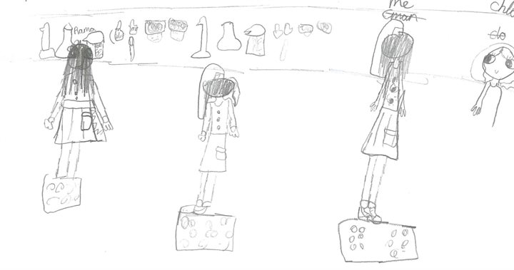 Drawing of children in laboratory