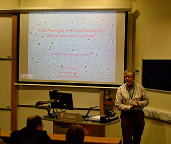 Keynote lecture by Dr Martin Garnett, University of Nottingham. Photo courtesy of Jacqueline Hicks